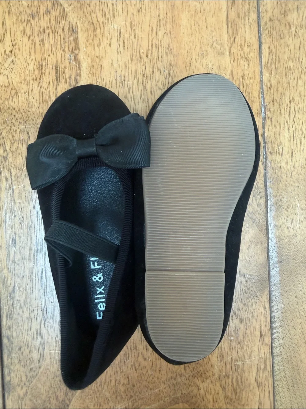 Felix & Flora Black Bow Mary Jane Flats Girls Size 7 EUC
